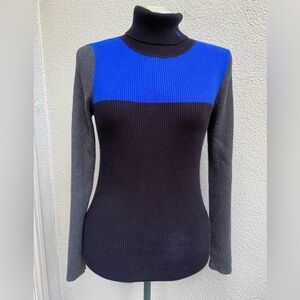 Y2K Ralph Lauren Petite Colourblock Turtleneck Sweater Pullover size PL